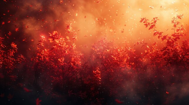 A dynamic grainy gradient with autumnal hues of red, orange, and brown, capturing a moment of change and transformation