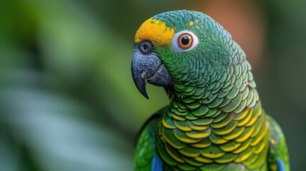 Obraz premium Colorful Parrot Perched in the Lush Amazon Jungle