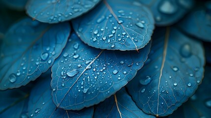 Obraz premium A design of artistic rendering of a leaf with blue hues and vibrant colors, illustration background.