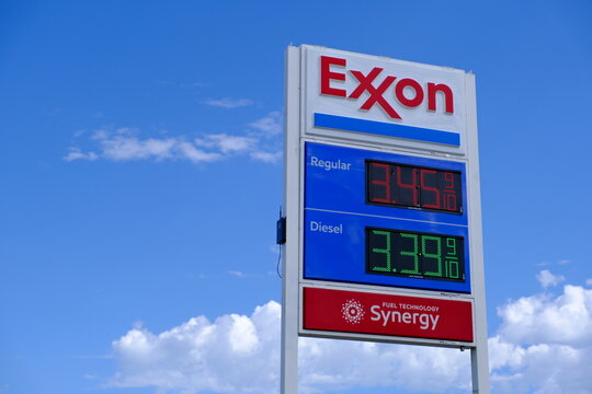 Utah,USA-June 13th 2024: Exxon brand logo at gas station