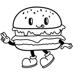 illustration of a handrawn burger character