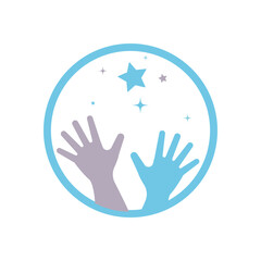 hand reach star logo design
