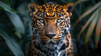Fototapeta premium Leopard Staring Intensely in the Jungle