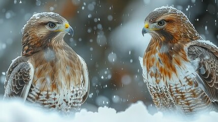 Winter Battle: Fighting Common Buzzards Amidst Buteo Buteo Scenery