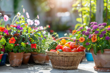 Fresh Organic Vegetables in a Basket from the Garden for Farm to Table Healthy Eating
