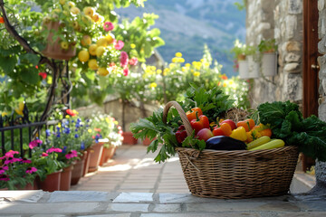 Fresh Organic Vegetables in a Basket from the Garden for Farm to Table Healthy Eating