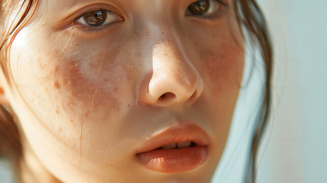 Antibacterial Clindamycin Topical Treatment Reducing Acne on South Korean Woman&rsquo;s Face, Highlighting Clear Skin Results
