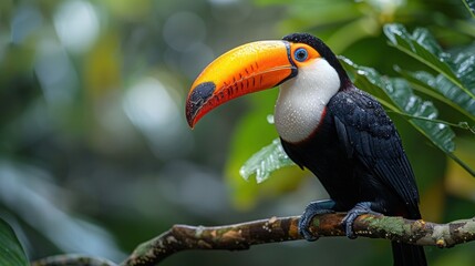 Toucan Perched on Branch in the Wild: Wildlife Photography