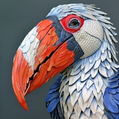 Obraz premium Colorful clay bird sculpture with intricate details