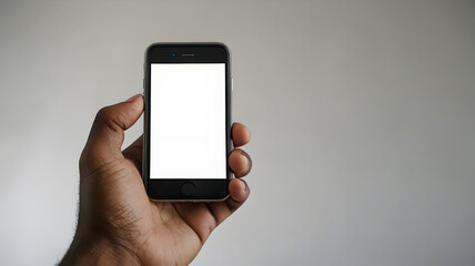 Hand Holding Smartphone with Blank Screen Outdoors