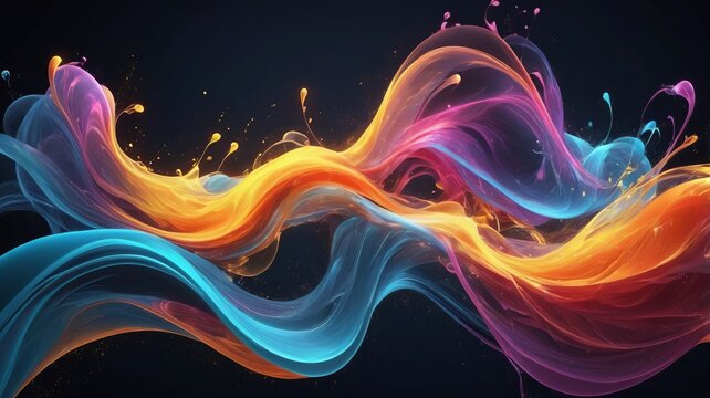 Abstract image of Swirling fractal flames in vibrant colors create a dynamic energy flow on a black background