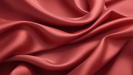 Obraz premium Luxurious red silk or satin fabric background with smooth waves, perfect for elegant Valentine's decorations