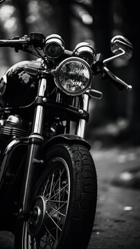 Fototapeta Photography of motorcycle monochrome vehicle wheel.