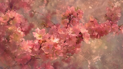 Dreamy Spring Blossoms Watercolor Painting of Pink Cherry Flowers, Watercolor, Flowers, Spring, Cherry Blossoms