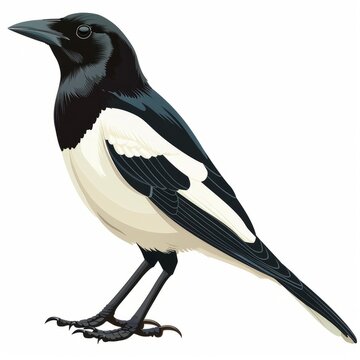 recommend clip art: Black and White Magpie Bird Illustration.