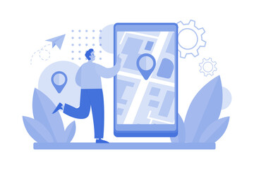 Searching For Location Illustration concept on white background