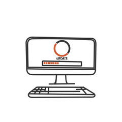 hand drawn doodle system update loading on electronic device illustration