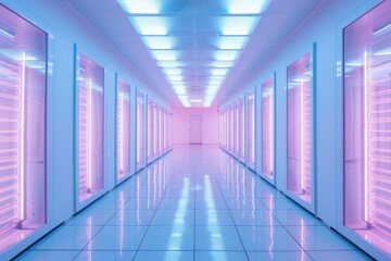 Fototapeta premium Machine data center architecture building corridor.