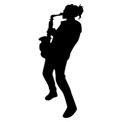 Jazz Musician Silhouette with Flat Design. Isolated Vector Illustration