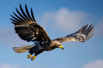 Obraz premium A_majestic_eagle_in_mid-flight_wings_spread_wide_aga