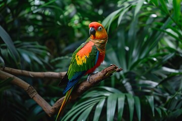 Obraz premium A_vibrant_colorful_parrot_perched_on_a_branch