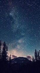 Galaxy night sky landscape.