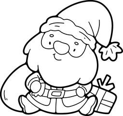 Christmas cartoon image, Santa, fun, hand drawn, coloring, illustration