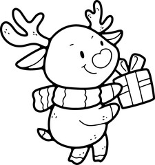 Christmas cartoon image, Santa, fun, hand drawn, coloring, illustration