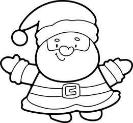 Christmas cartoon image, Santa, fun, hand drawn, coloring, illustration