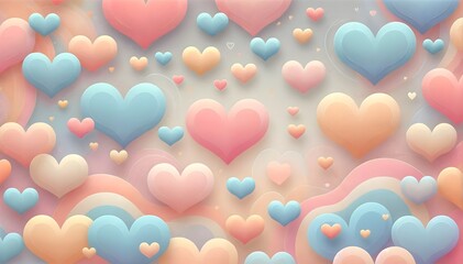 Floating Hearts in a Dreamy Pastel Sky