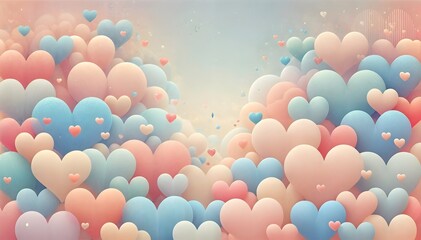 Floating Hearts in a Dreamy Pastel Sky