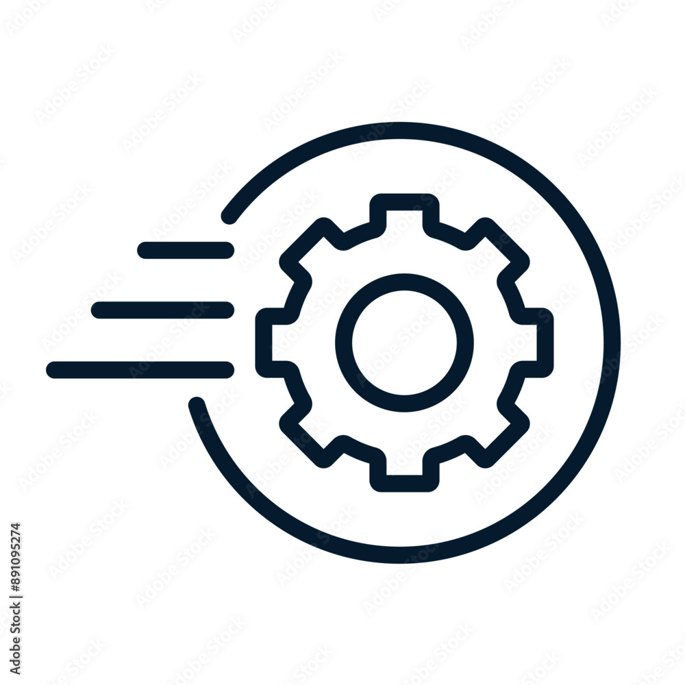Poster concept of acceleration of operational process. vector linear icon isolated on white background.