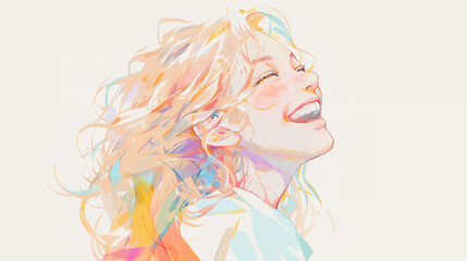 笑顔の女性の横顔