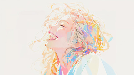 笑顔の女性の横顔