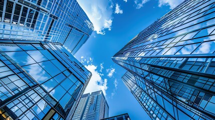 Naklejka premium Modern building in the city with blue sky 