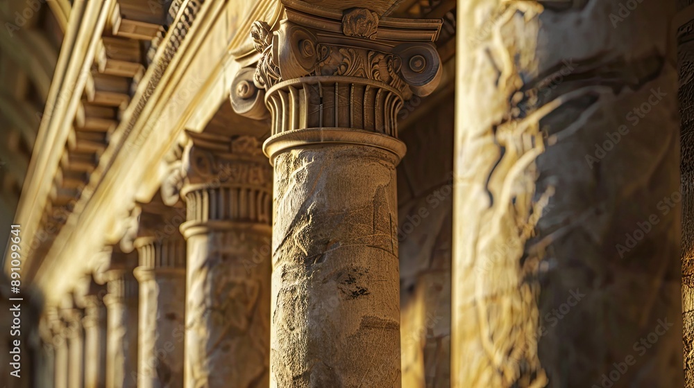 Poster close-up of ornate columns in a classical structure