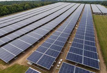 Obraz premium Solar panel array generating clean energy. 