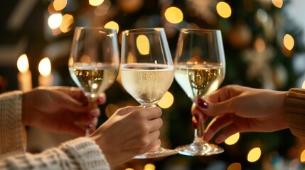 Friends Toasting with Champagne at Celebration