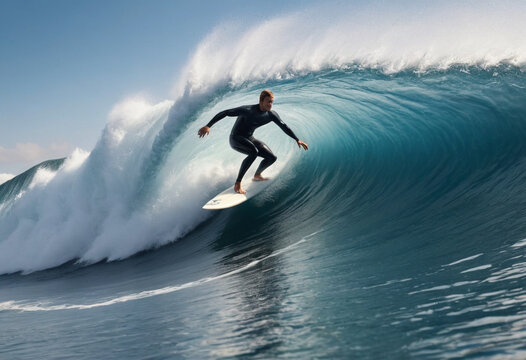 Surfer riding a giant wave.