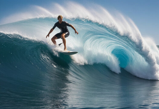 Surfer riding a giant wave.