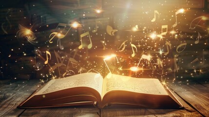 Music Notes Rising from an Open Book