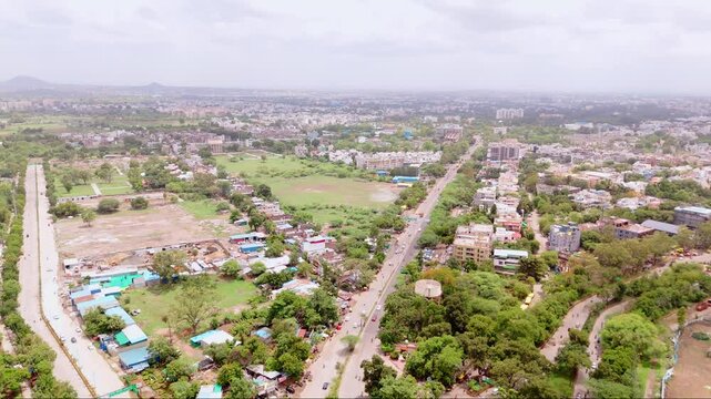Small town with various streets