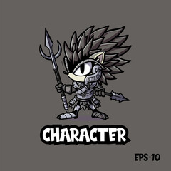 Fototapeta premium Cat warrior, logo, vector, illustration, eps 10, mascot, character, cute