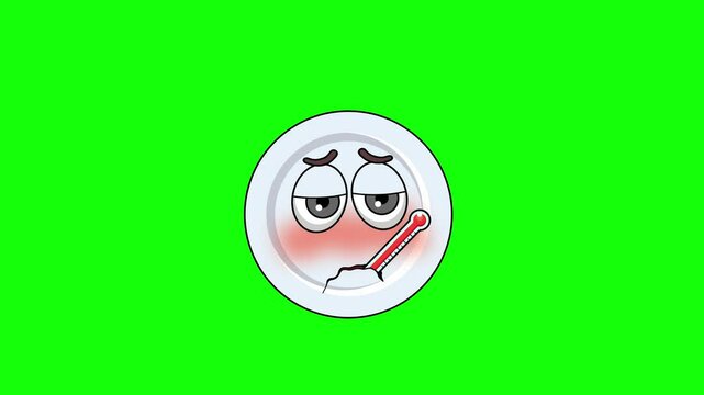Fever animation of a plate cartoon, with a thermometer