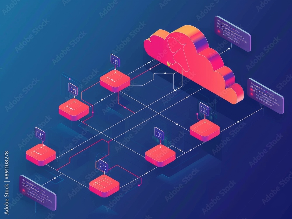 Poster cloud computing network with servers.