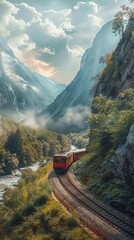 A scenic train ride through a beautiful landscape