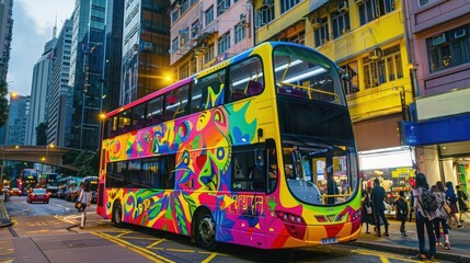 Obraz premium A double-decker bus tour in a major city