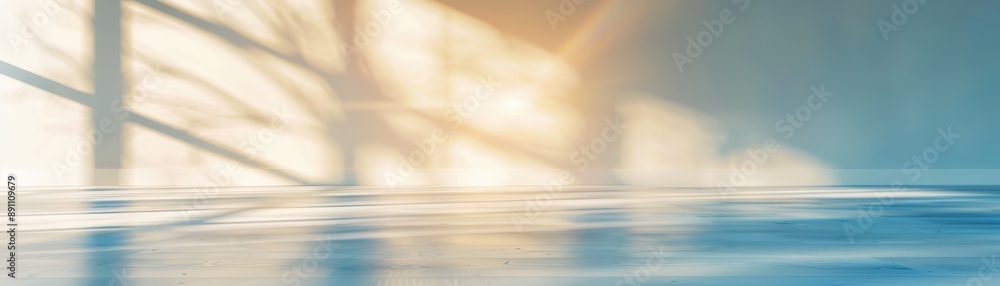 Poster a window with sunlight shining through it, creating a warm and inviting atmosphere. the room is empt