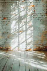 A window with sunlight shining through it, creating a warm and inviting atmosphere. The room is empty, with no furniture or decorations, allowing the light to fill the space
