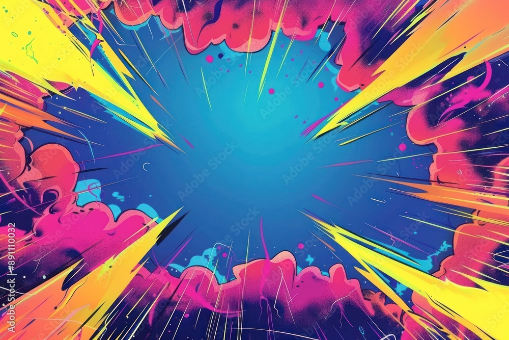 Canvas Prints comic thunder shock border effect backgrounds abstract pattern.